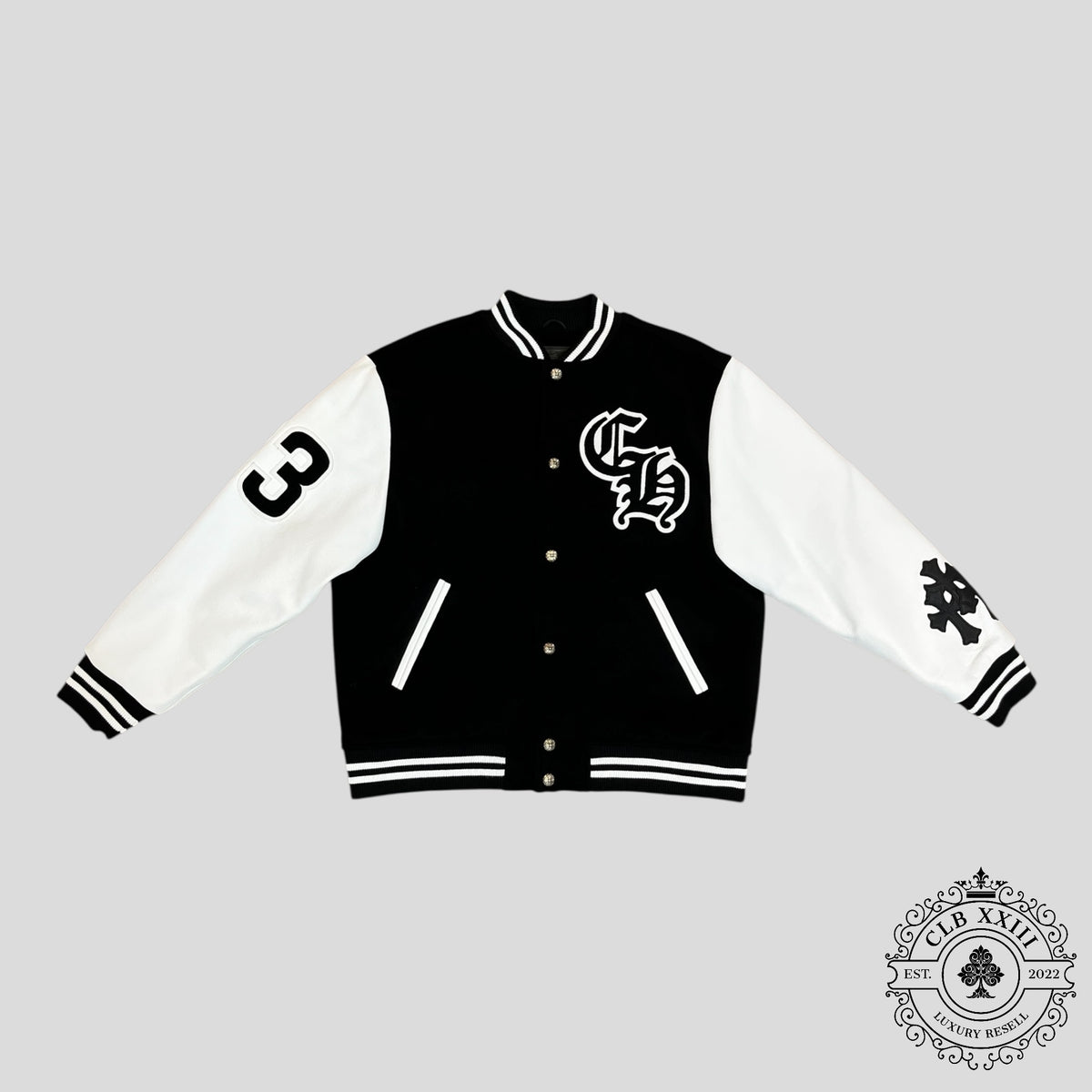 Chrome Hearts Eagle Patch Varsity Jacket in Black
