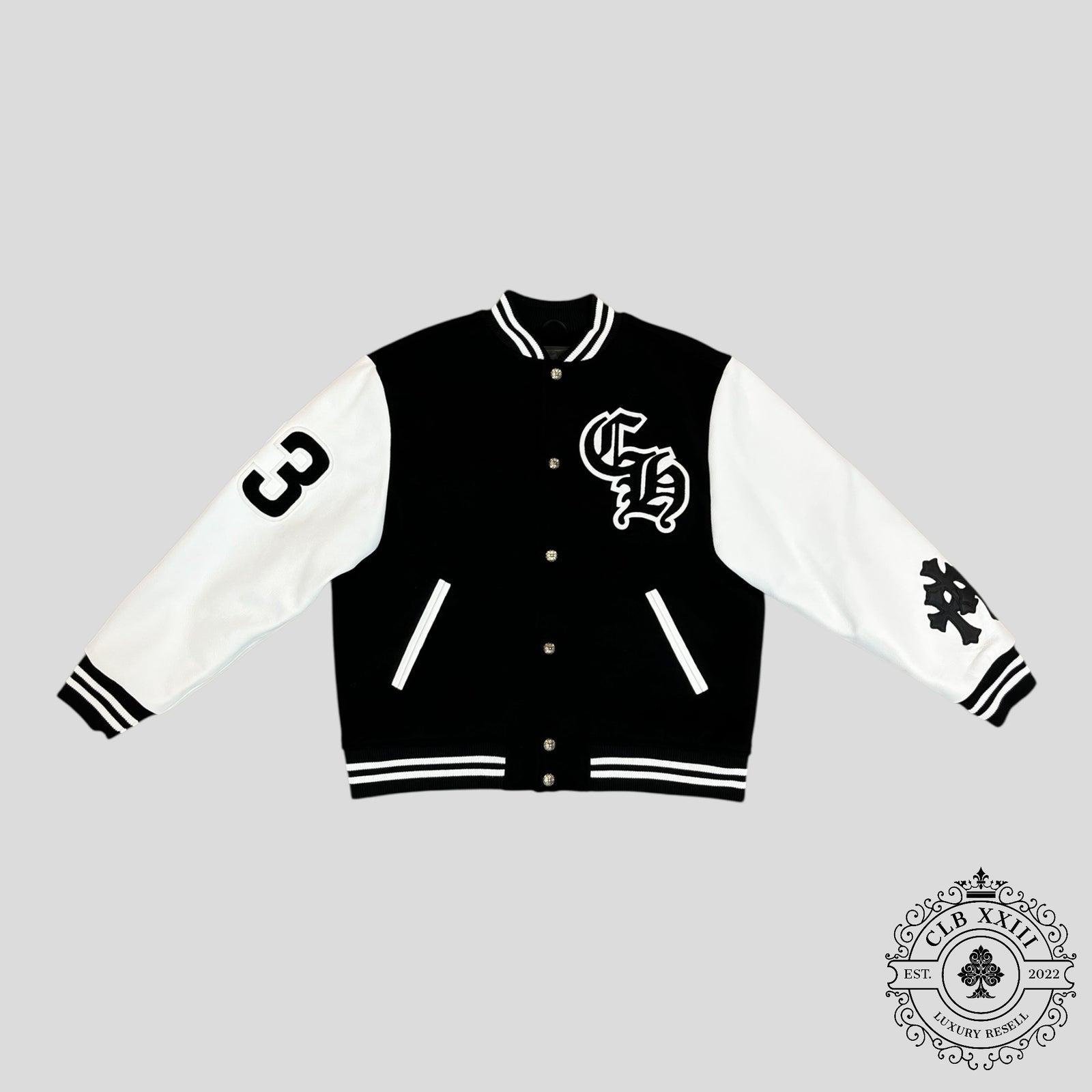 Chrome Hearts Eagle Patch Varsity Jacket in Black