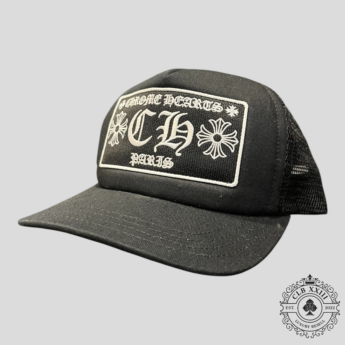 Chrome Hearts Paris Exclusive Trucker Cap in Black
