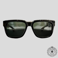 Chrome Hearts Diamond Embellished Box Officer Sunglasses in Black/Gold