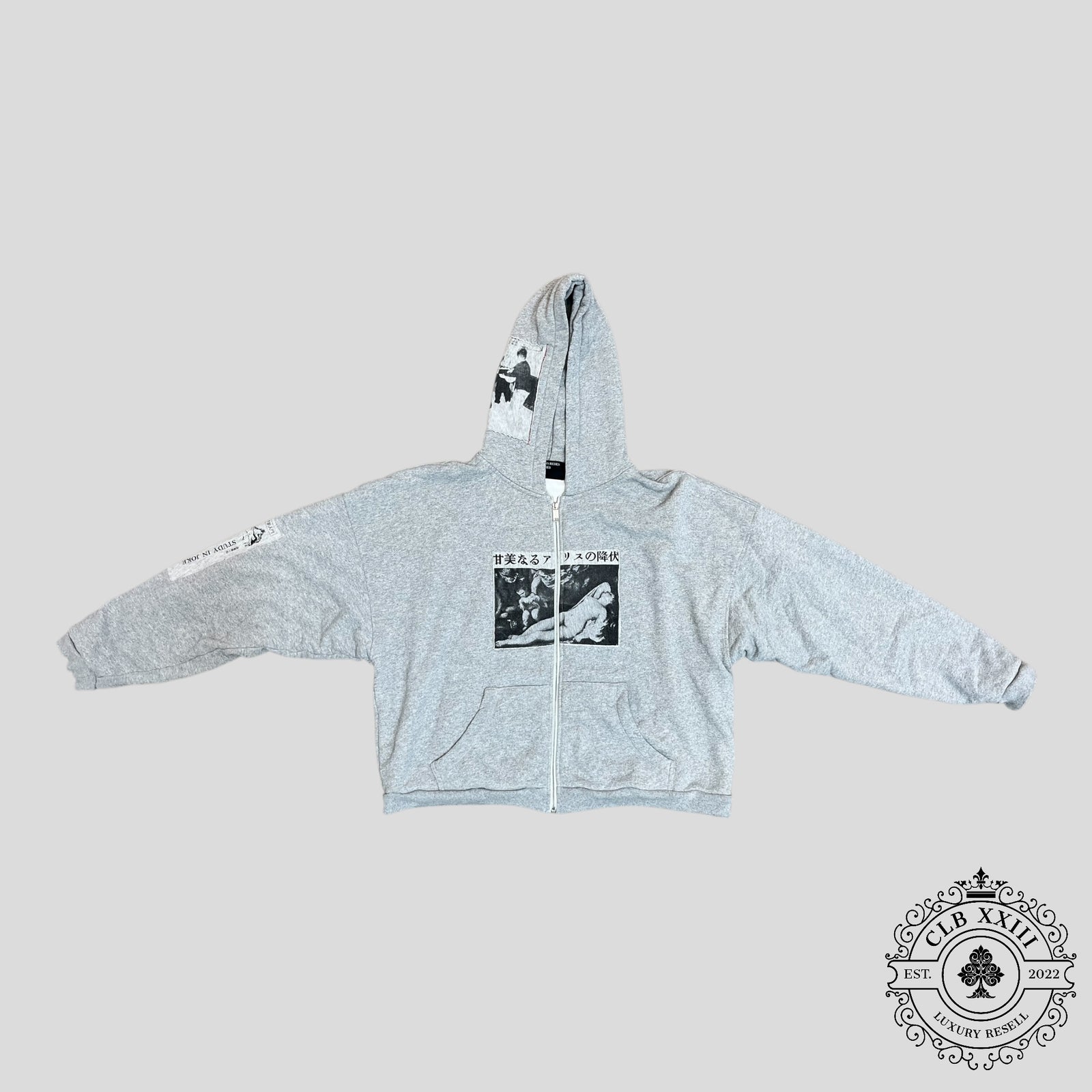 Enfants Riches Deprimes Assemblage Zip Up Hoodie in Heather Grey