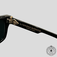 Chrome Hearts Diamond Embellished Box Officer Sunglasses in Black/Gold