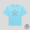 Sp5der Big 5 Star Rhinestone Tee in Light Blue