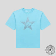 Sp5der Big 5 Star Rhinestone Tee in Light Blue