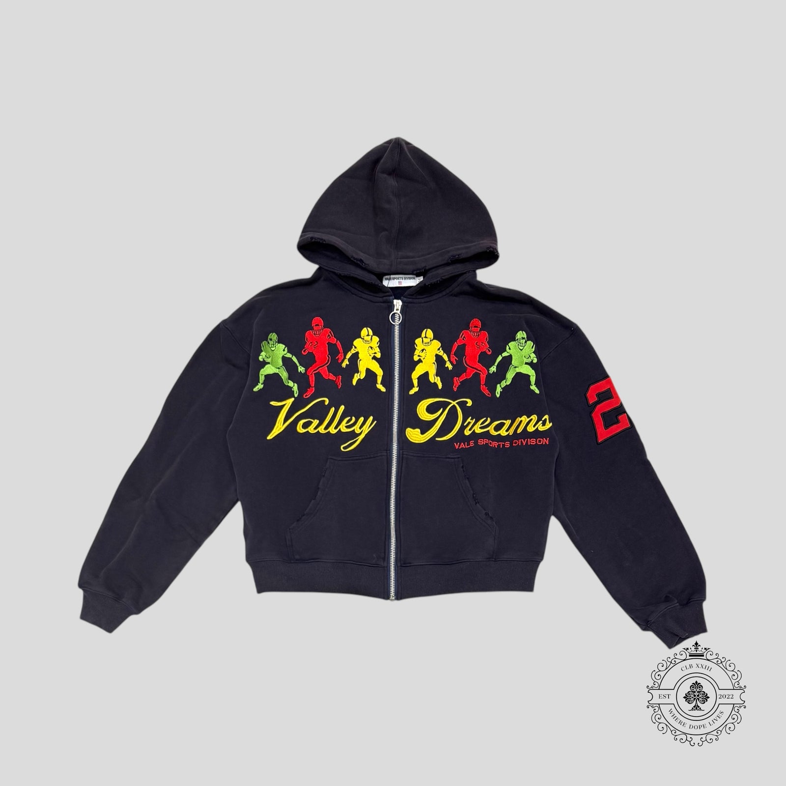 Vale Valley Dreams Zip up Hoodie in Navy