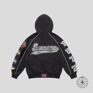 Supreme Playoffs Zip Up Hooded Sweatshirt in Black