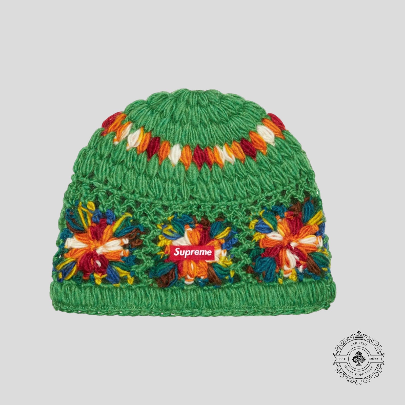 Supreme Crochet Beanie in Green