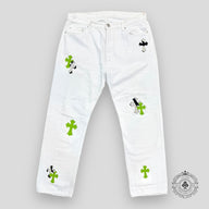 Chrome Hearts Zebra / Green Cross Patch Jeans