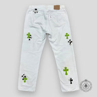 Chrome Hearts Zebra / Green Cross Patch Jeans