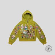 Righteous Risen King Cropped Zip Up in Moss