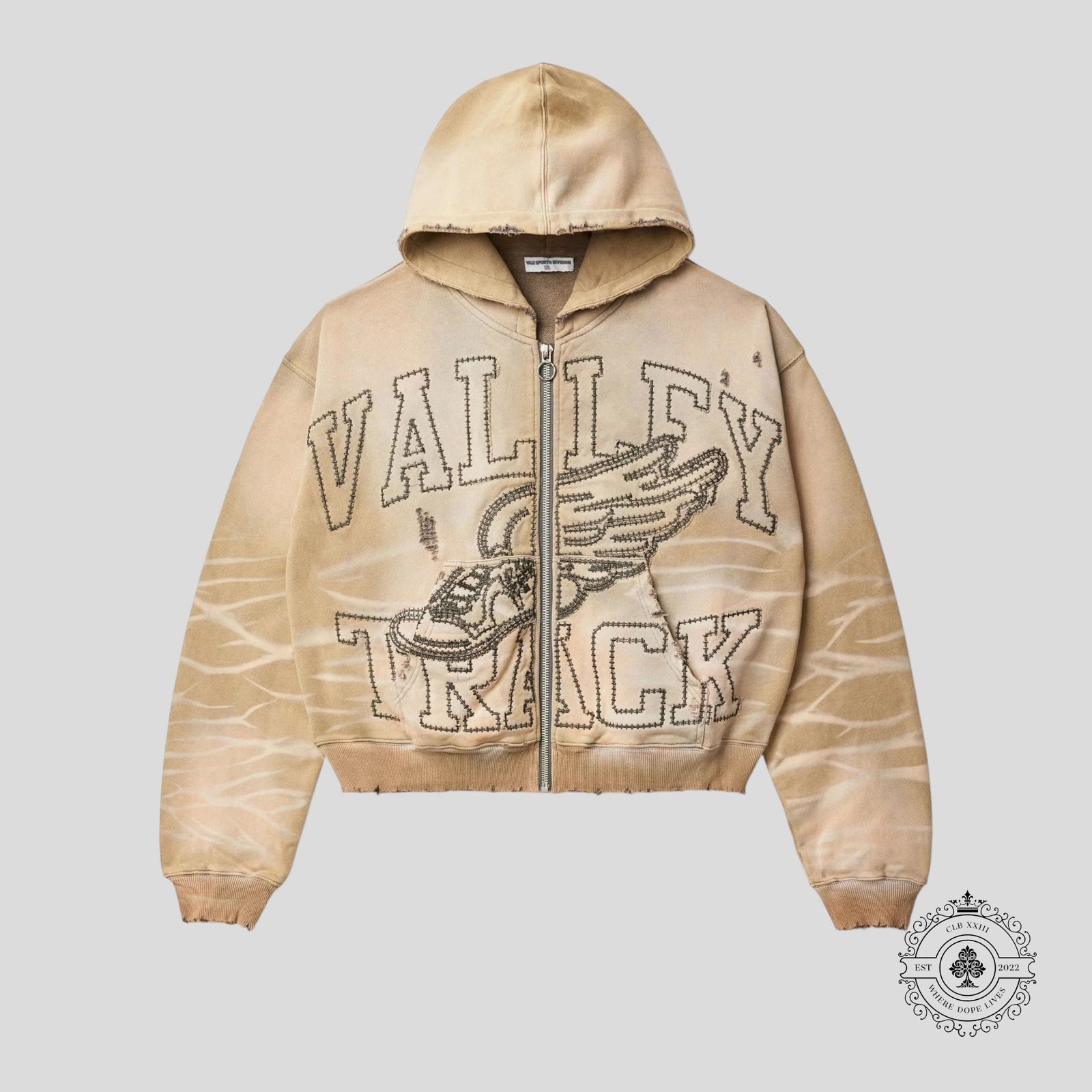 Vale Garden Zip Up Hoodie in Sand
