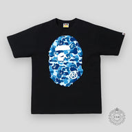 Bape Abc Camo Big Ape Head T-Shirt in Black/Blue