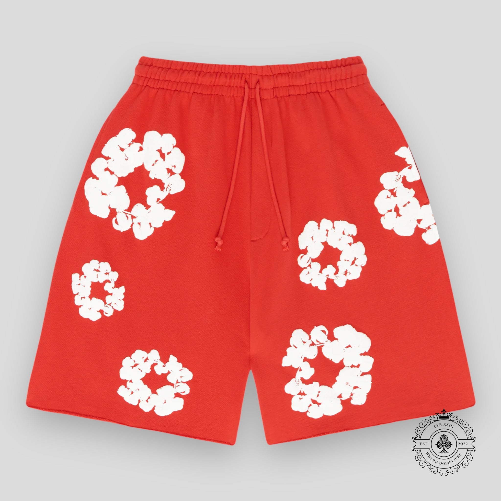 Denim Tears The Cotton Wreath Shorts in Red