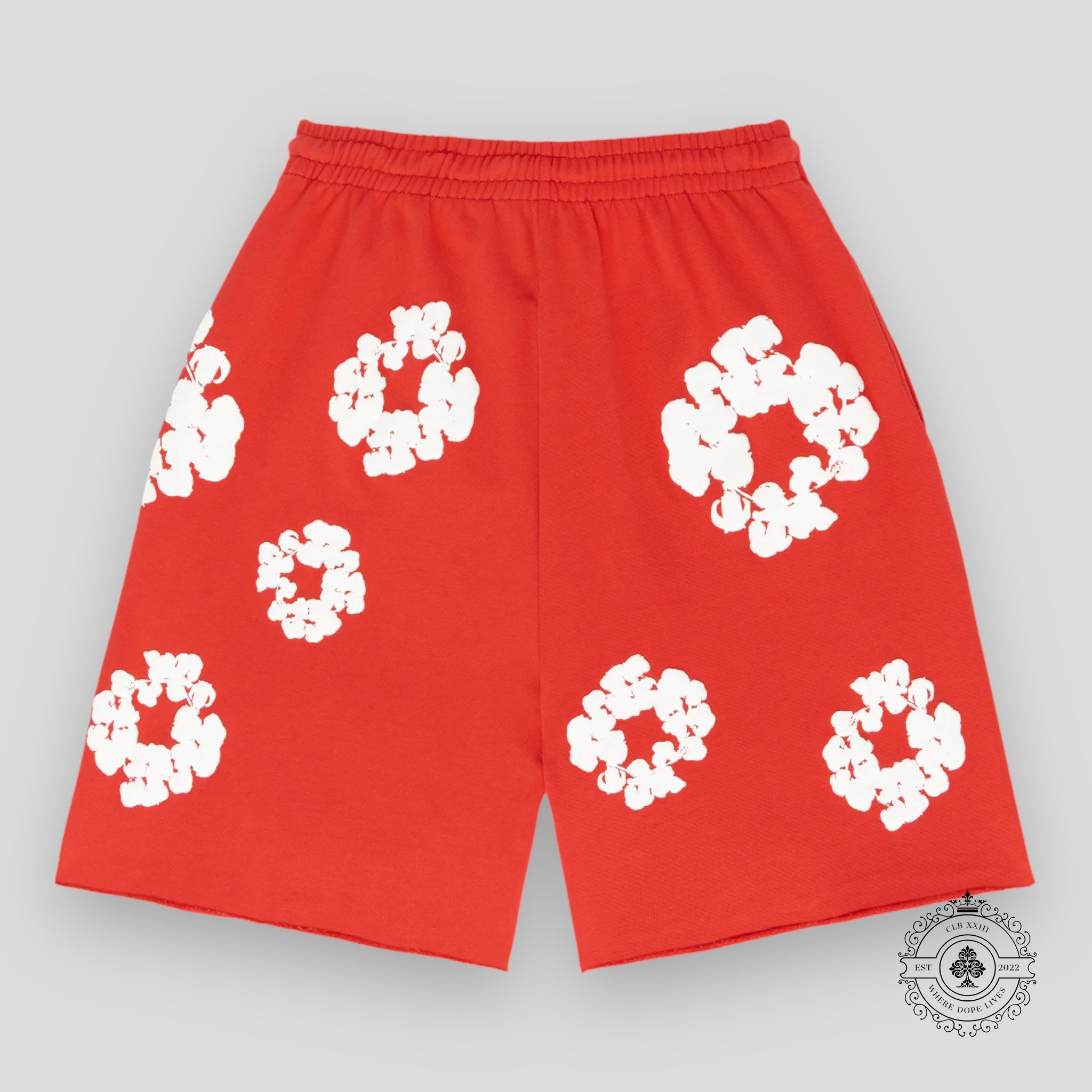Denim Tears The Cotton Wreath Shorts in Red