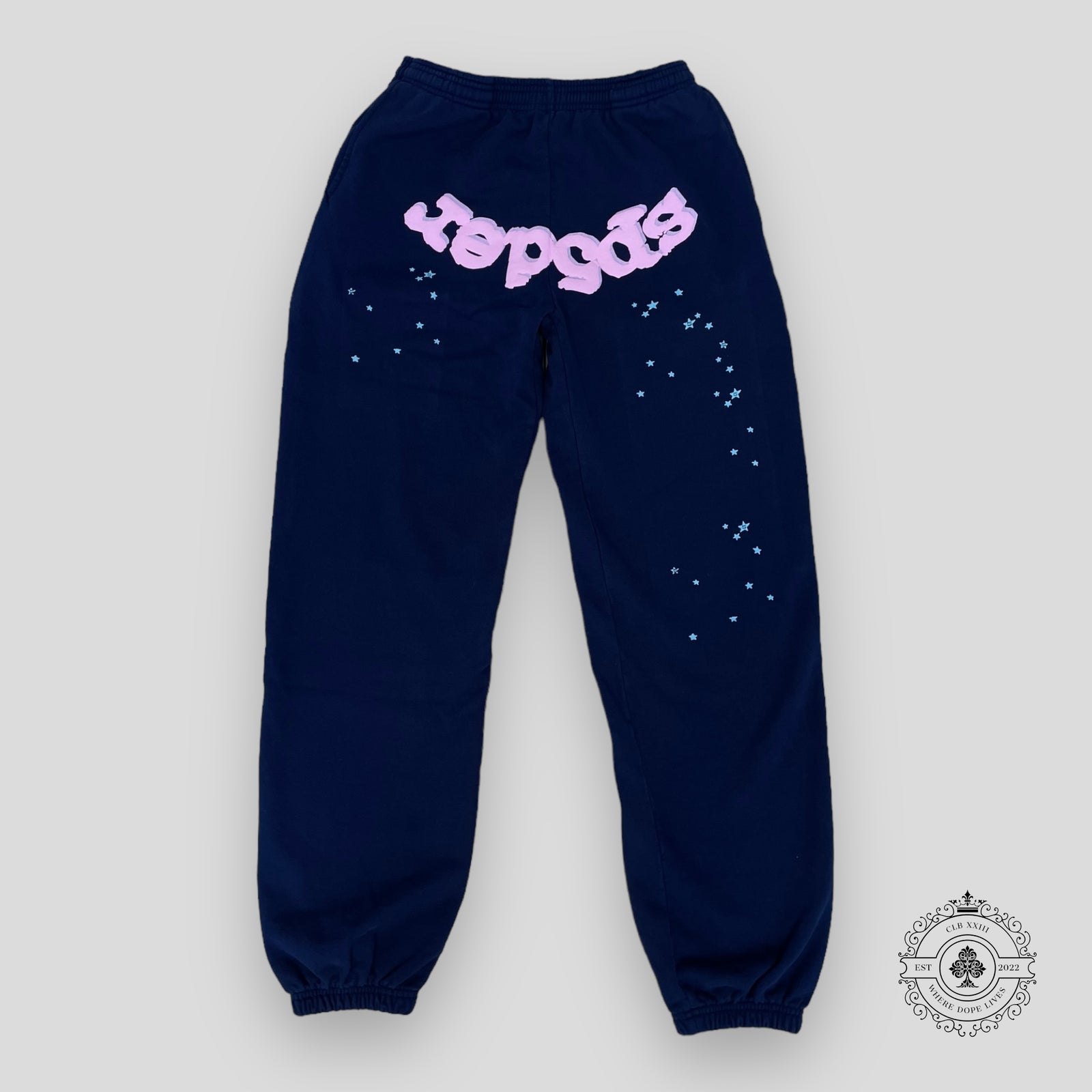 Sp5der OG Web Sweatpants in Navy/Pink