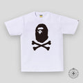 Bape Ape Crossbone Tee in White / Black