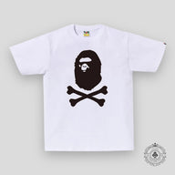 Bape Ape Crossbone Tee in White / Black