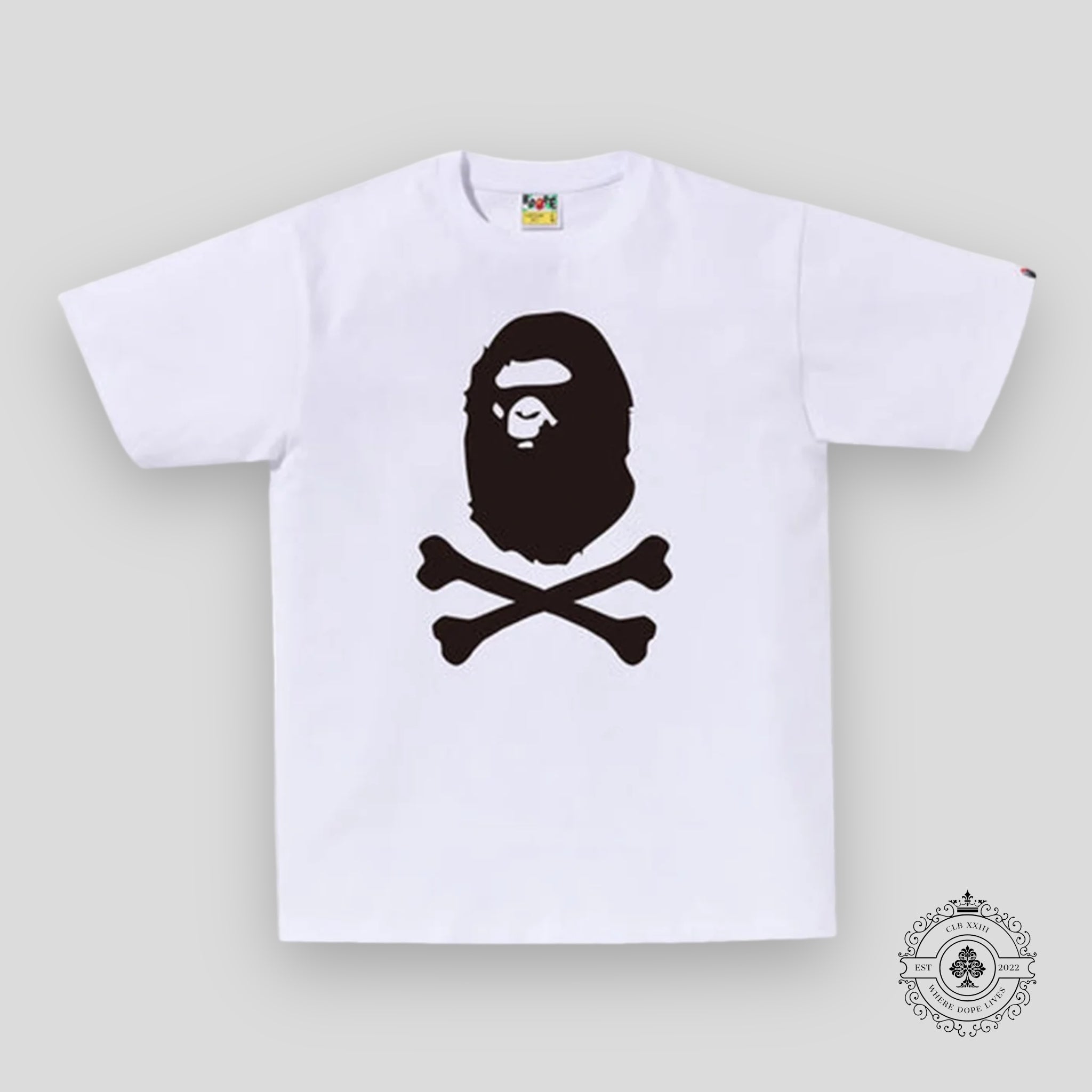 Bape Ape Crossbone Tee in White / Black