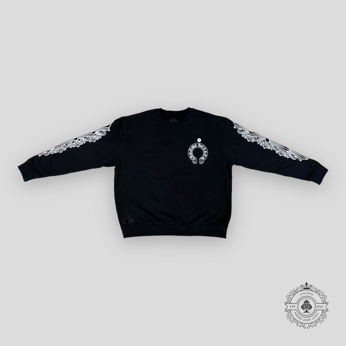 Chrome Hearts Floral Horseshoe Crewneck in Black