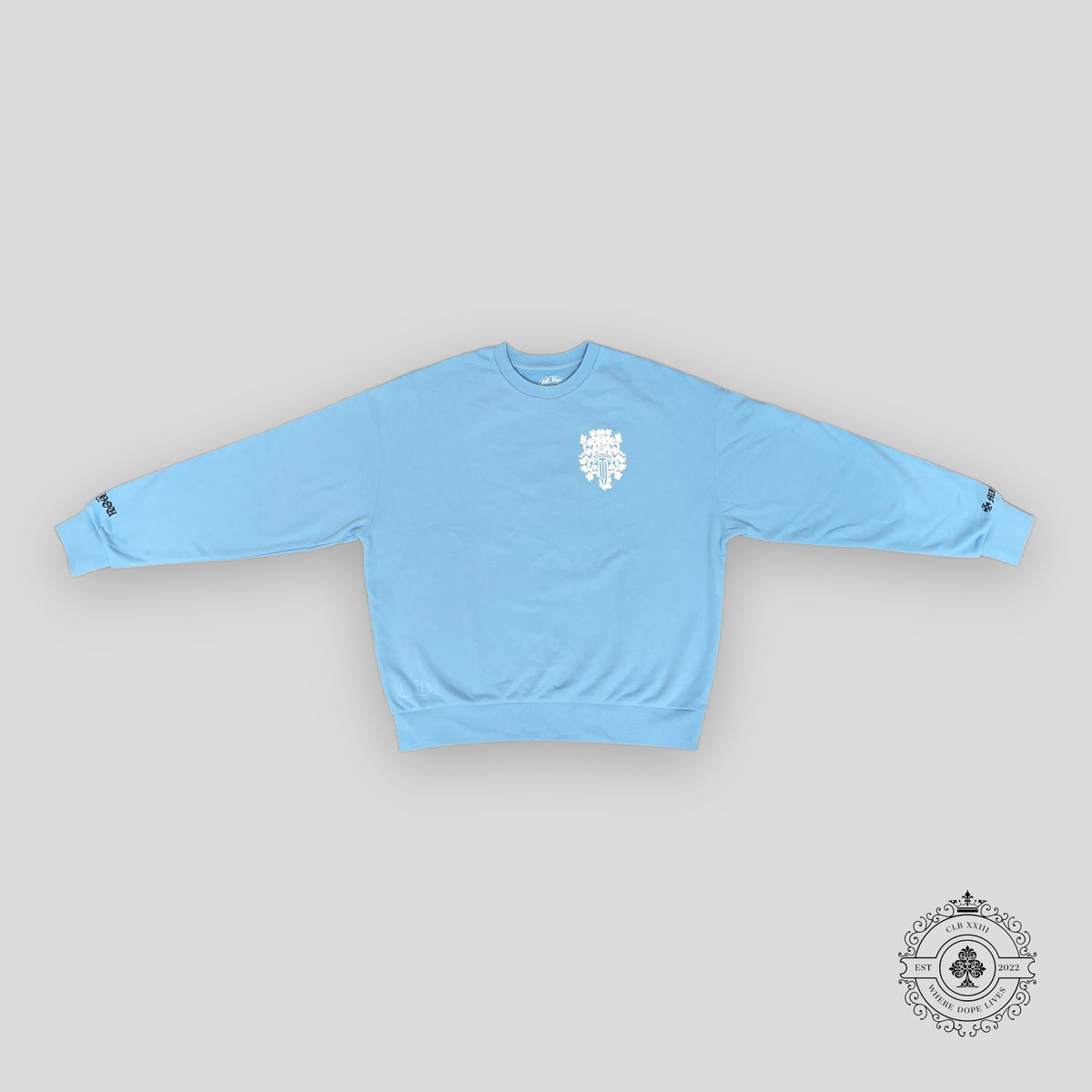 Chrome Hearts Dagger Miami Art Basel Exclusive Crewneck in Baby Blue