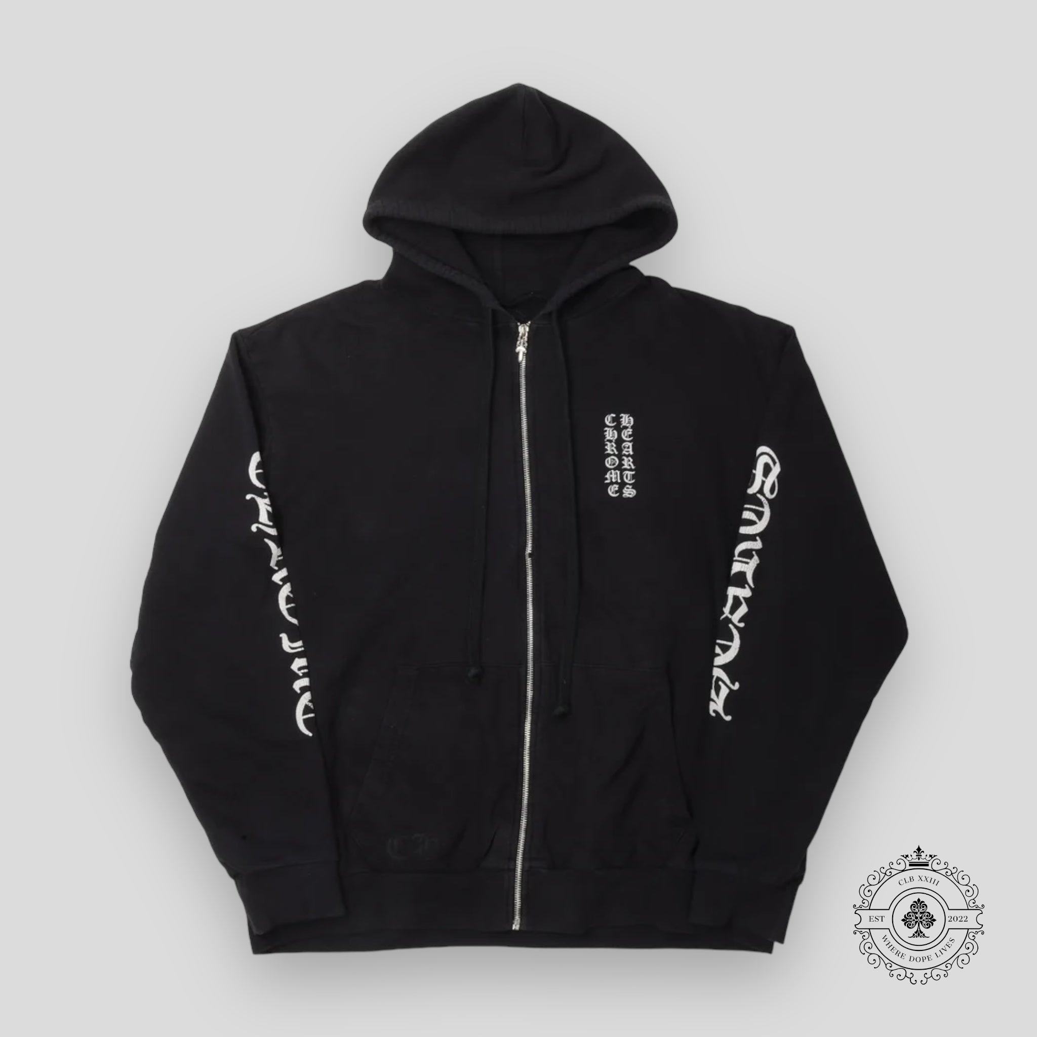 Chrome Hearts Vertical Logo Zip Up Hoodie