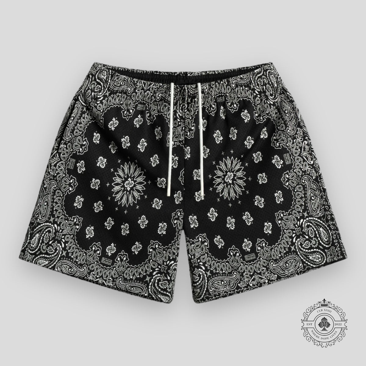 Bravest Studios Paisley Two-Tone Shorts in Black