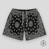 Bravest Studios Paisley Two-Tone Shorts in Black