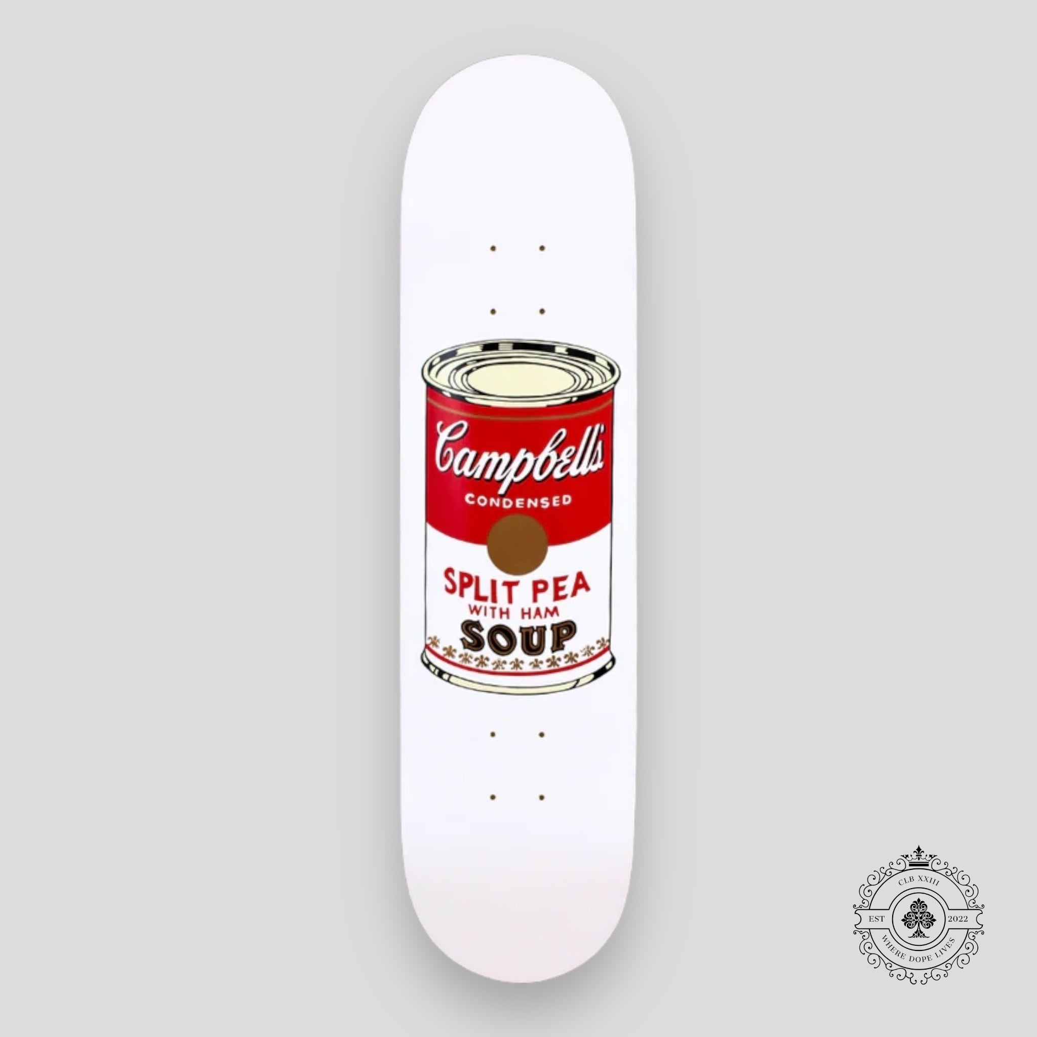 Andy Warhol White Campbell's Soup Skate Deck