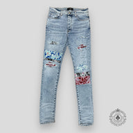 Amiri Pajama Art Patch Jeans in Light Vintage