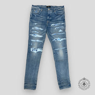 Amiri Tie Dye Bandana Thrasher Jeans in Clay Indigo