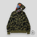 BAPE 1st Camo Shark Full Zip Hoodie in Green