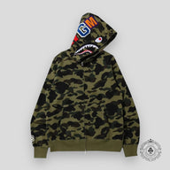 BAPE 1st Camo Shark Full Zip Hoodie in Green