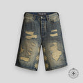 Lostshdws Dstroy Shorts in Blue / Bone