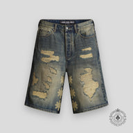 Lostshdws Dstroy Shorts in Blue / Bone