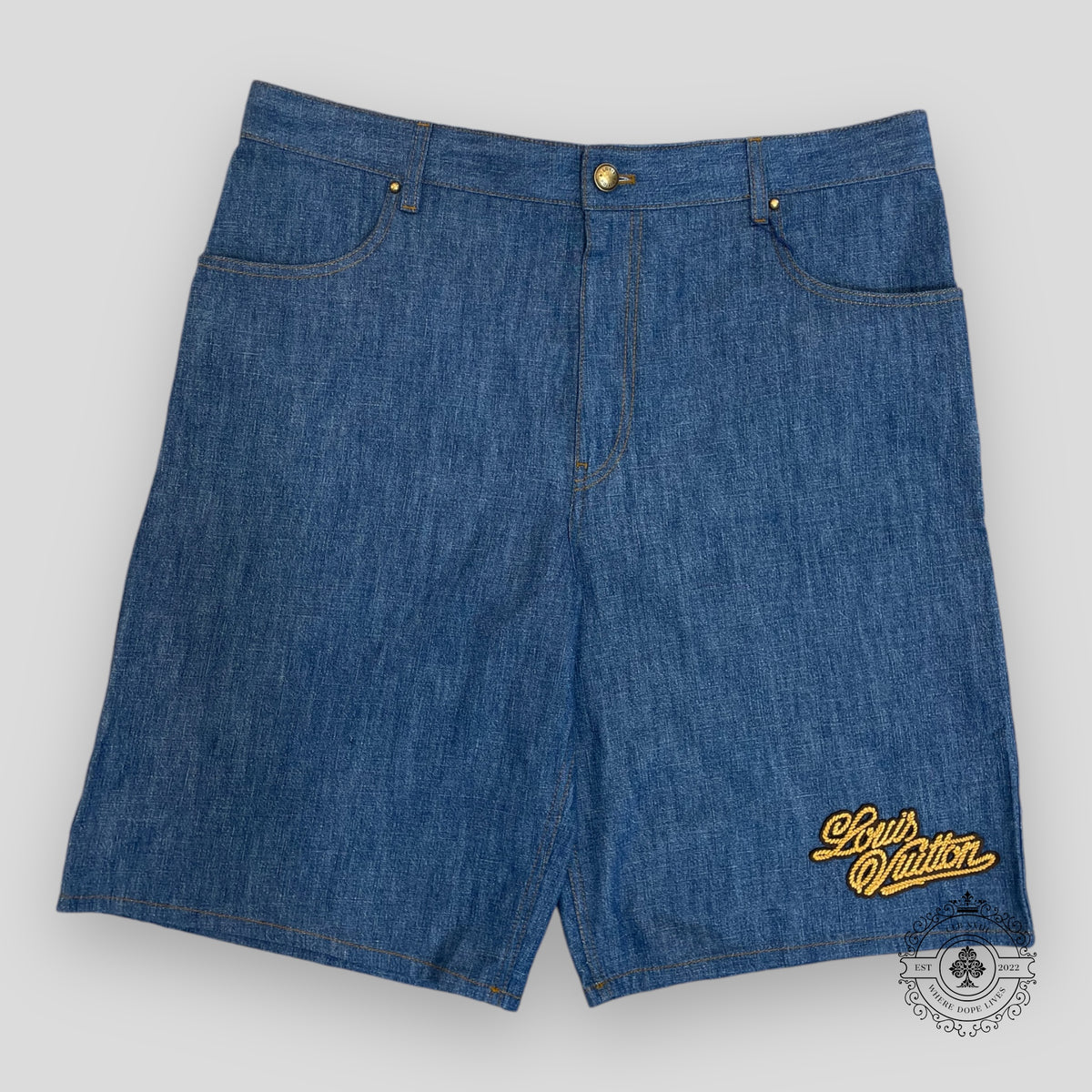Louis Vuitton Western Embroidered Chambray Shorts