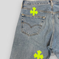 Chrome Hearts Cross Patch Jeans Green/White