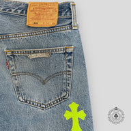 Chrome Hearts Cross Patch Jeans Green/White