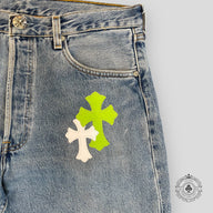 Chrome Hearts Cross Patch Jeans Green/White