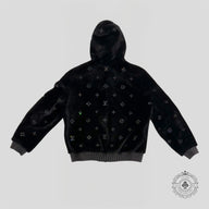 Louis Vuitton Monogram Embellished Shearling Hoodie in Black