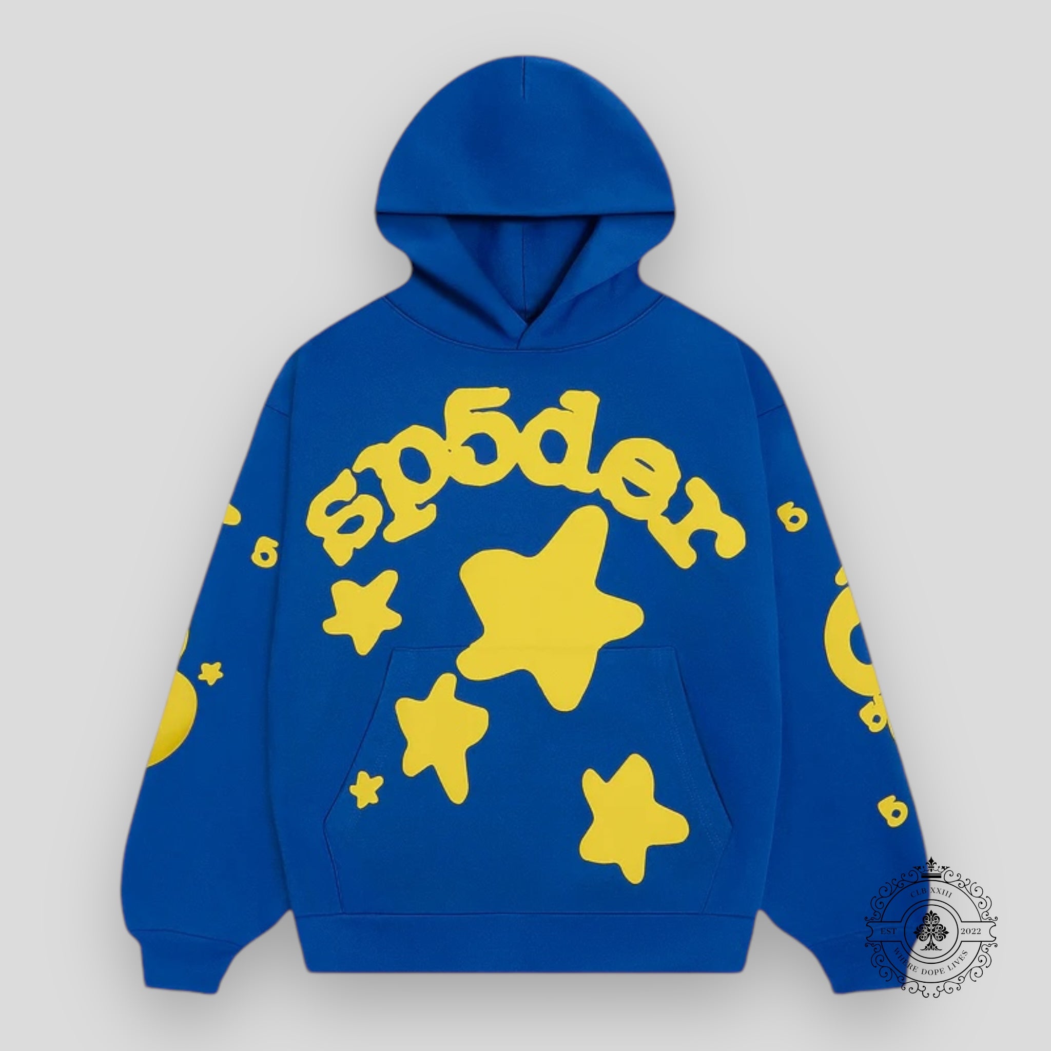 Sp5der Beluga Hoodie in Blue/Yellow