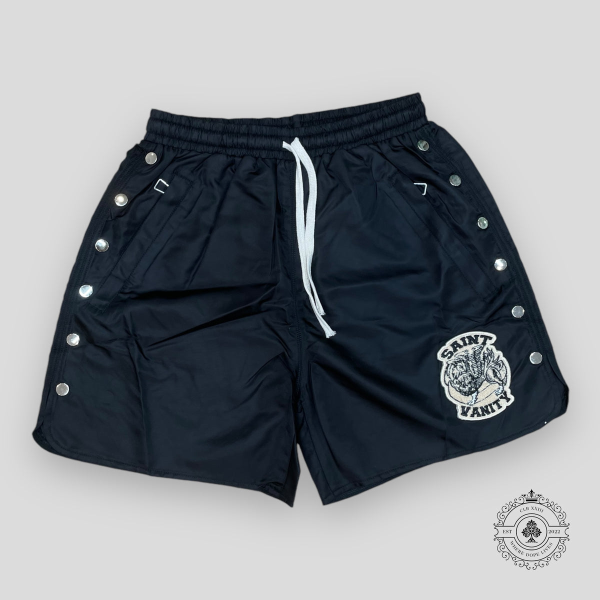 Saint Vanity Nylon Shorts in Black