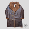 RRL Leather Trim Shearling Coat in Brown