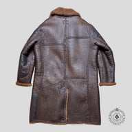 RRL Leather Trim Shearling Coat in Brown