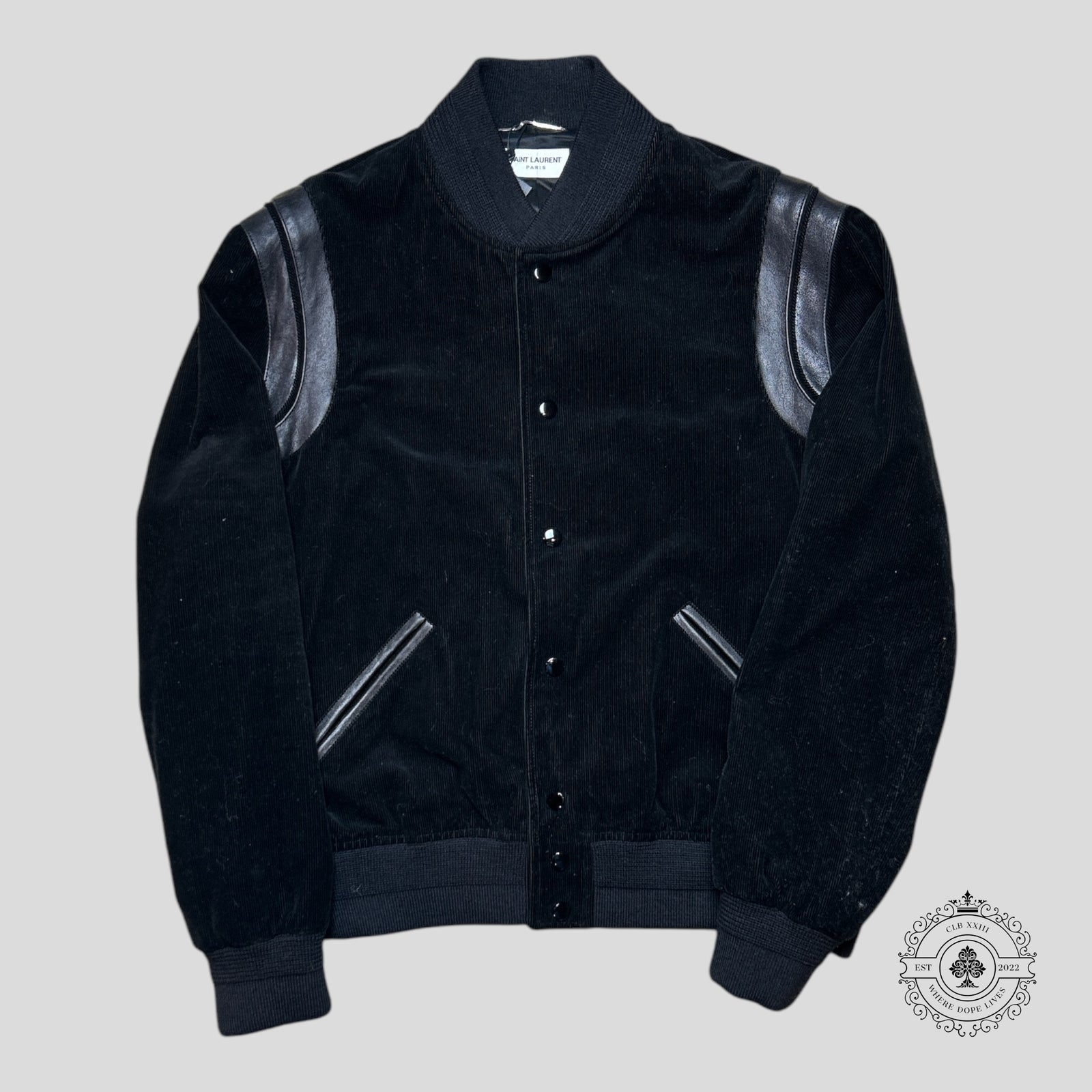 Saint Laurent Corduroy Varsity Teddy Jacket in Black