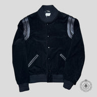 Saint Laurent Corduroy Varsity Teddy Jacket in Black