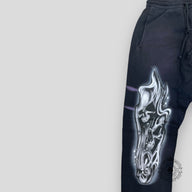 Hellstar Airbrushed Skull Flare Sweatpants in Black