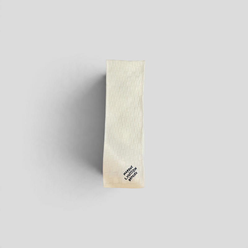 CLB XXIII Louis Vuitton Damier Snug cream wool scarf with embroidered logo detail