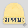 Supreme Varsity Printed Beanie in Canary