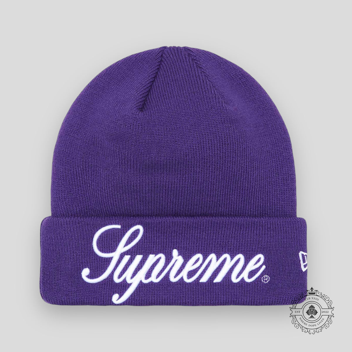 Supreme Script Beanie in Purple