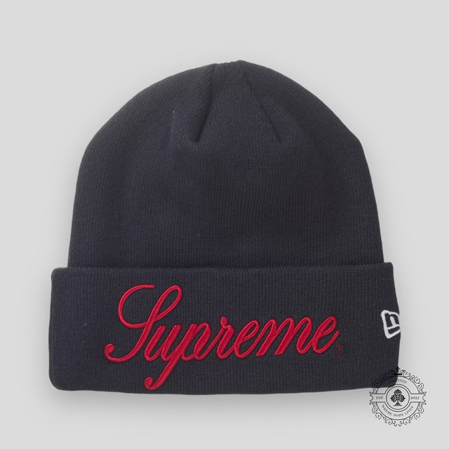 Supreme Script Beanie in Navy